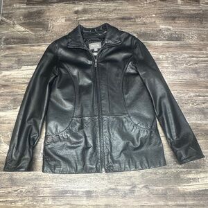 Wilsons Leather Black Zip Jacket Thinsulate Insulated Y2K Medium GUC
